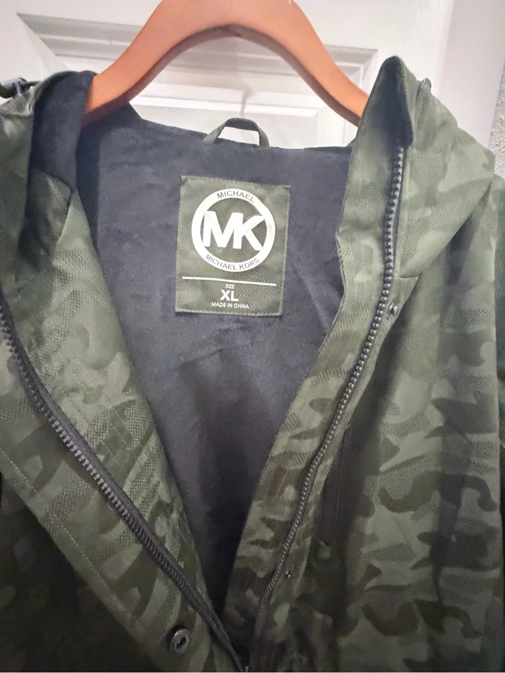 Michael Kors Dark Olive Camo Hooded Field Jacket